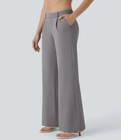 Pants<HALARA Low Rise Pocket Casual Bootcut Pants
