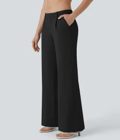 Pants<HALARA Low Rise Pocket Casual Bootcut Pants
