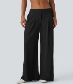 Pants|Wide-Leg Pants<HALARA Low Rise Pocket Wide Leg Waffle Casual Pants
