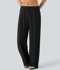 Pants|Wide-Leg Pants<HALARA Low Rise Zipper Pocket Wide Leg Casual Pants