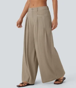 Wide-Leg Pants|Pants<HALARA Low Rise Zipper Pockets Wide Leg 2-in-1 Pants