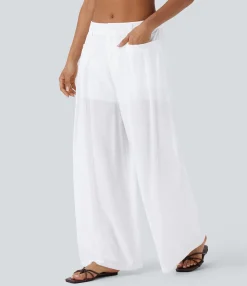 Wide-Leg Pants|Pants<HALARA Low Rise Zipper Pockets Wide Leg 2-in-1 Pants