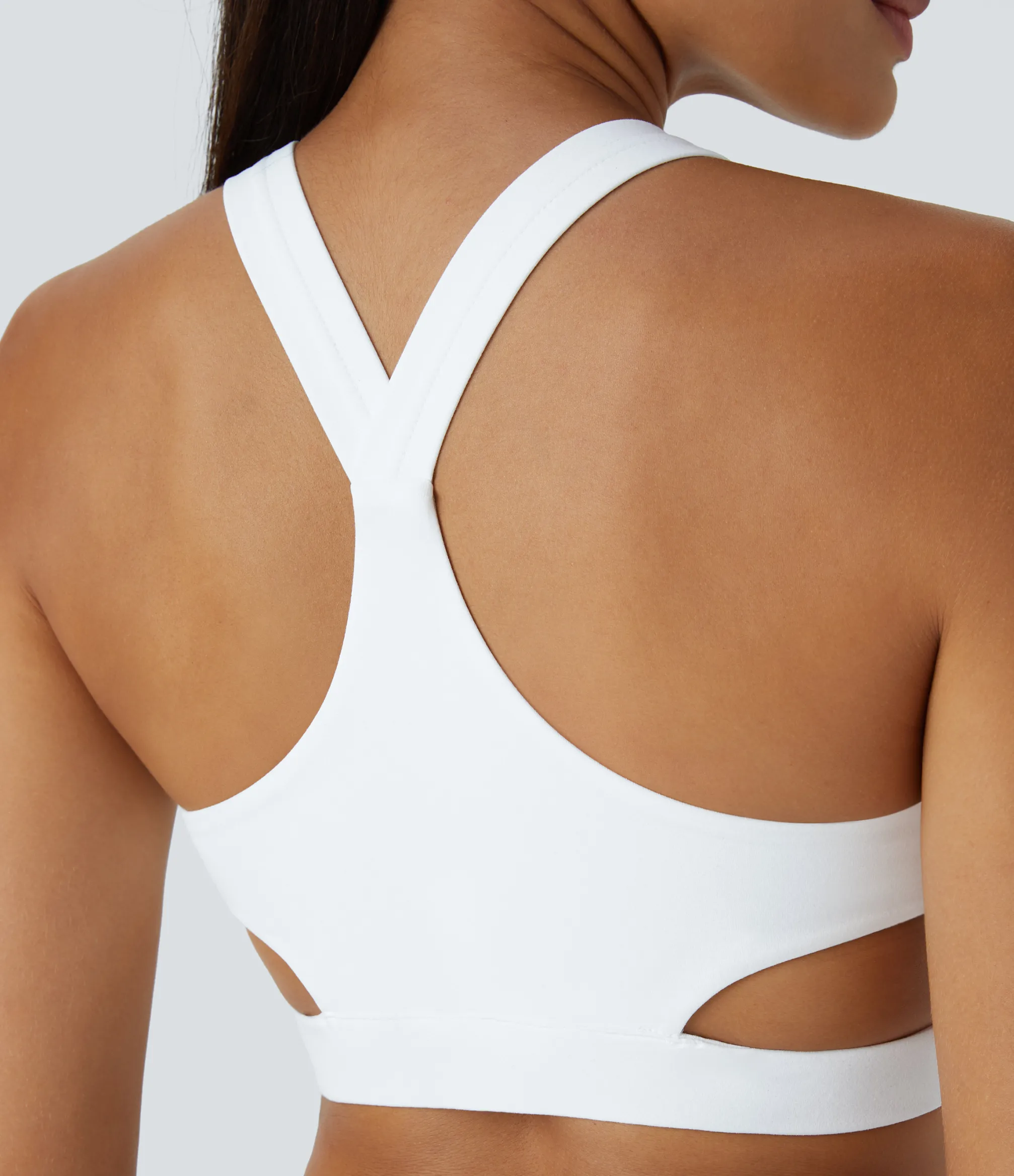 Yoga Tops|Sports Bras<HALARA Low Support Crossover Hem Cut Out Racerback Yoga Sports Bra