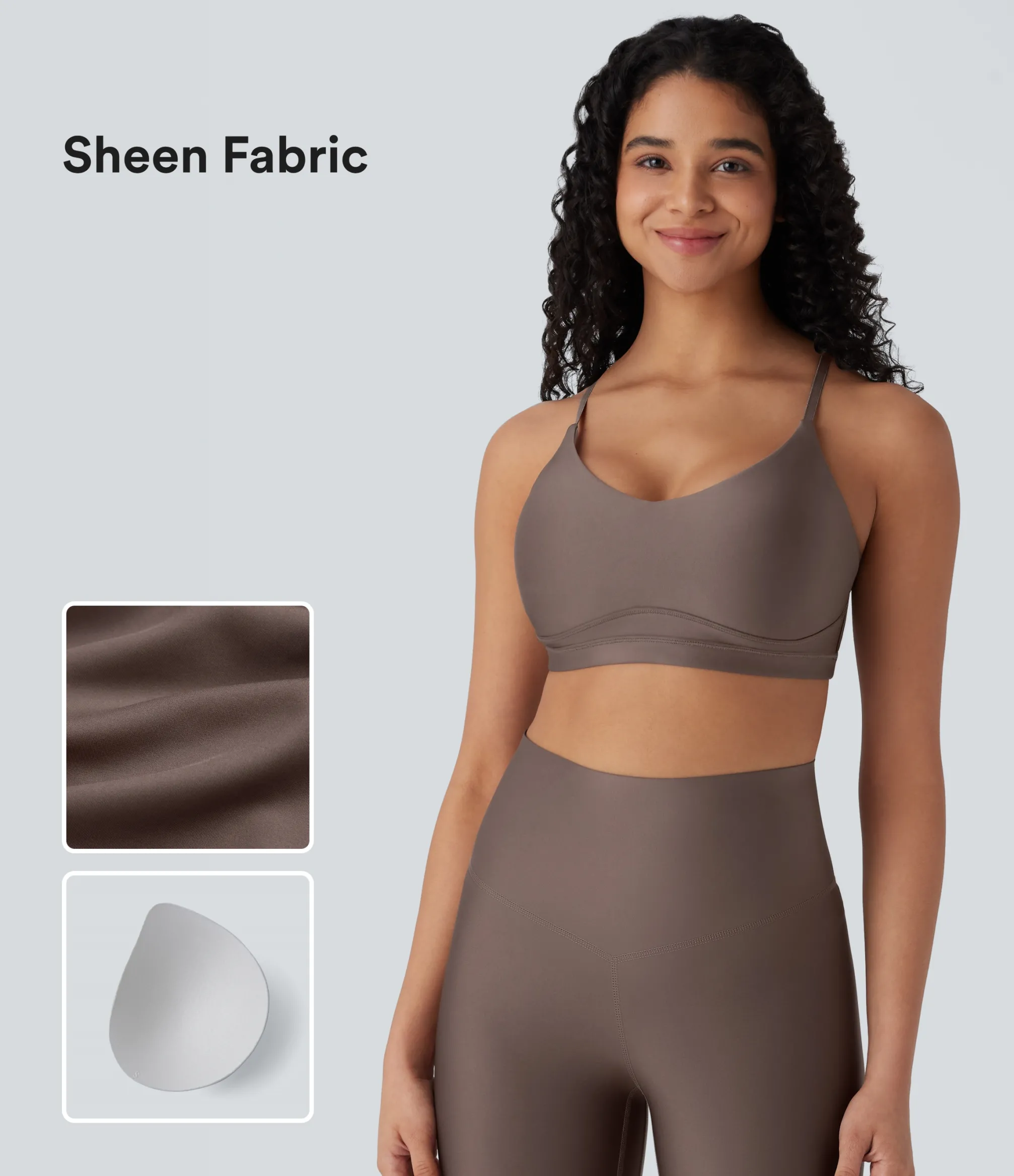 Yoga Tops|Sports Bras<HALARA Low Support Cut Out Sheen Yoga Sports Bra