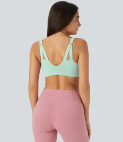 Yoga Tops|Sports Bras<HALARA Low Support Cut Out Yoga Sports Bra
