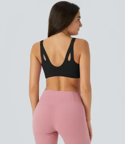 Yoga Tops|Sports Bras<HALARA Low Support Cut Out Yoga Sports Bra