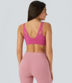 Yoga Tops|Sports Bras<HALARA Low Support Cut Out Yoga Sports Bra