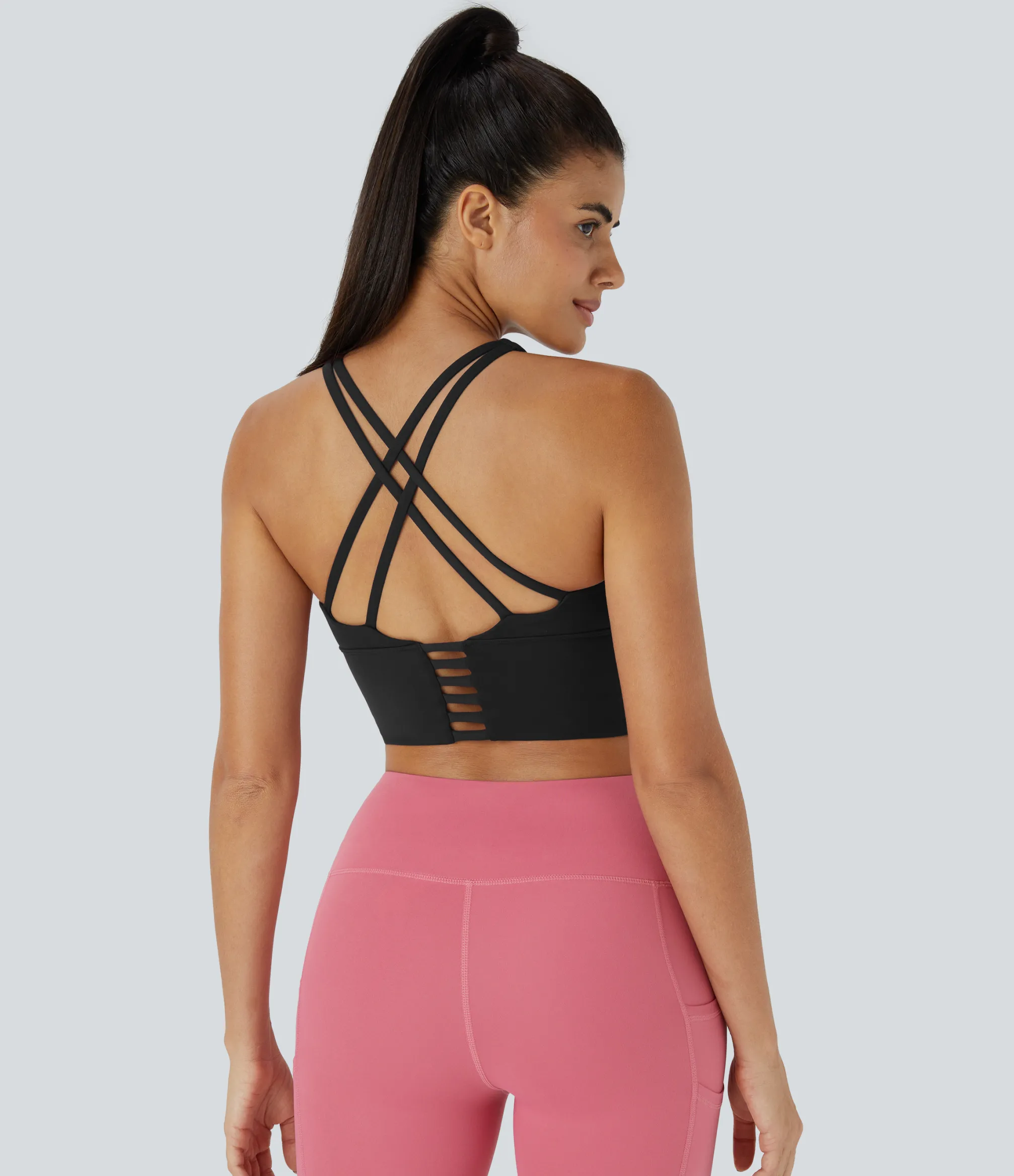 Yoga Tops|Sports Bras<HALARA Low Support High Neck Longline Yoga Sports Bra-D/DD/DDD/F Cups
