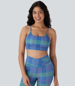 Yoga Tops|Sports Bras<HALARA Low Support Plaid Cool Touch Yoga Sports Bra