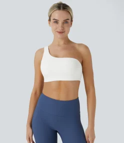Sports Bras|Yoga Tops<HALARA Low Support Ribbed One Shoulder Yoga Sports Bra