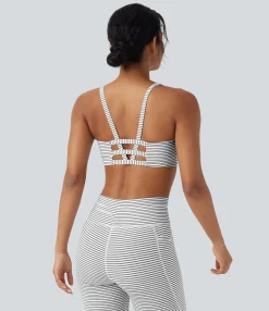 Sports Bras|Sports Bras<HALARA Low Support U Neck Cut Out Stripe Yoga Sports Bra