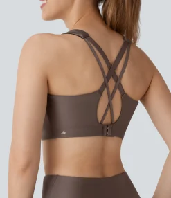 Sports Bras|Sports Bras<HALARA Medium Support Adjustable Hook Sheen Workout Sports Bra
