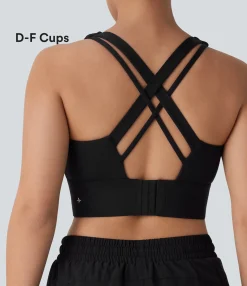 Sports Bras|Sports Bras<HALARA Medium Support U Neck Adjustable Hook Running Sports Bra-D/DD/DDD/F Cups