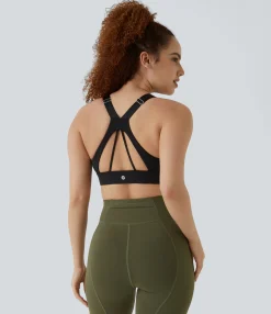 Sports Bras|Sports Bras<HALARA Medium Support Zipper Workout Sports Bra