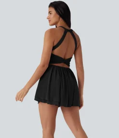 Active Dresses|Dresses<HALARA Mesh 2-in-1 Mini Dance Active Dress with Pocket