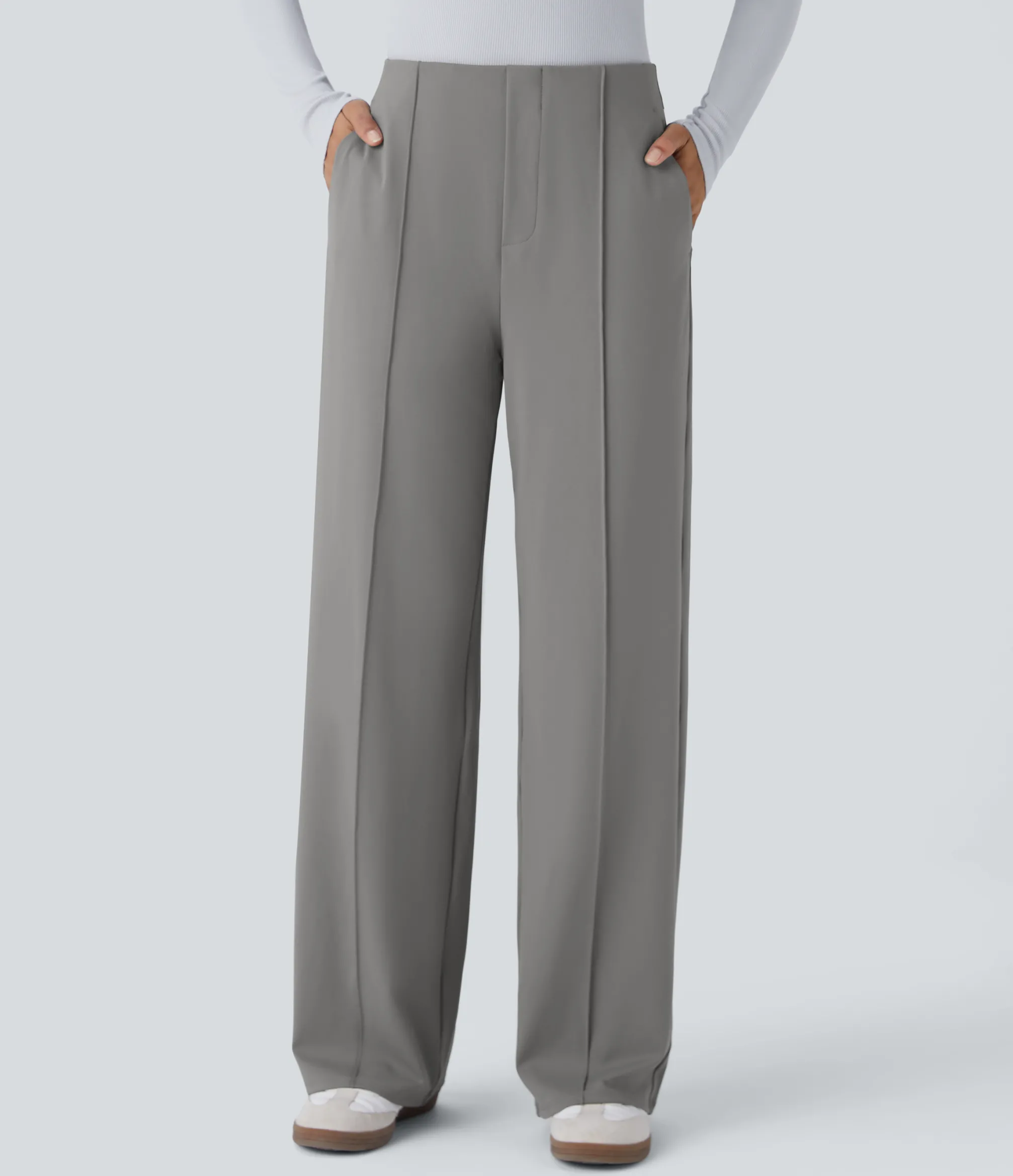 High-Waisted Pants|Work Pants<HALARA Mid High Waisted Pocket Work Pants