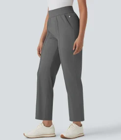 High-Waisted Pants|Pants<HALARA Mid High Waisted Pockets Quick Dry Golf Pants-Golf Tee-UPF40+