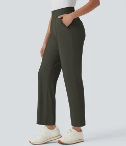 High-Waisted Pants|Pants<HALARA Mid High Waisted Pockets Quick Dry Golf Pants-Golf Tee-UPF40+