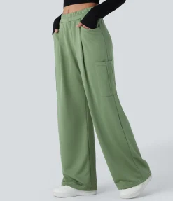 Cargo Pants|High-Waisted Pants<HALARA Mid High Waisted Pockets Casual Cargo Pants