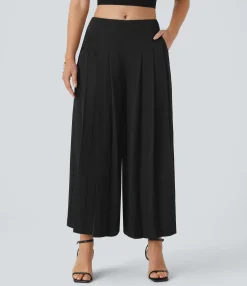 Pants|Wide-Leg Pants<HALARA Mid Low Rise Pocket Pleated Flowy Wide Leg Pants