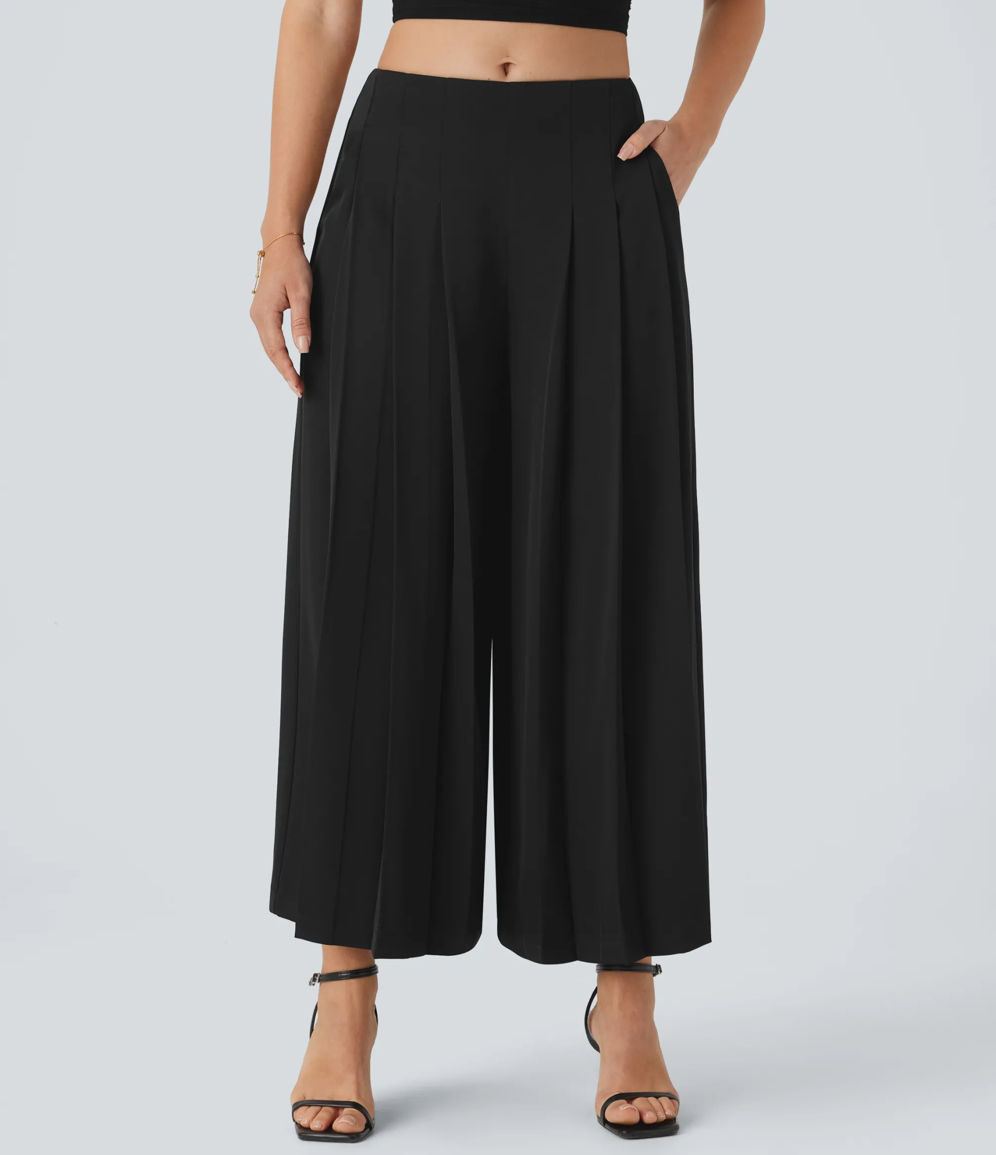 Pants|Wide-Leg Pants<HALARA Mid Low Rise Pocket Pleated Flowy Wide Leg Pants