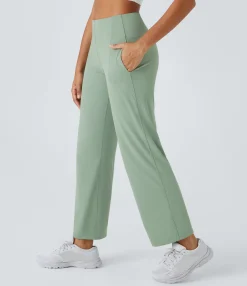 Pants|Straight-Leg Pants<HALARA Mid Low Rise Pocket Straight Leg Yoga Pants