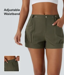 Shorts<HALARA Mid Rise Adjustable Waistband Pocket Casual Shorts