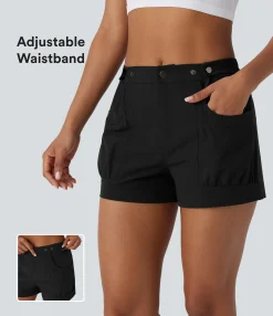 Shorts<HALARA Mid Rise Adjustable Waistband Pocket Casual Shorts