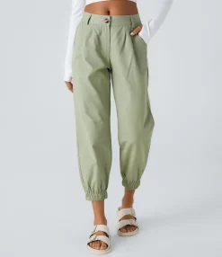 Joggers|Joggers<HALARA Mid Rise Button Zipper Side Pocket Casual Cotton Joggers