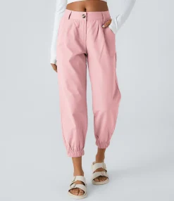 Joggers|Joggers<HALARA Mid Rise Button Zipper Side Pocket Casual Cotton Joggers
