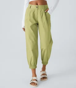 Joggers|Joggers<HALARA Mid Rise Button Zipper Side Pocket Casual Cotton Joggers