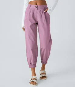 Joggers|Joggers<HALARA Mid Rise Button Zipper Side Pocket Casual Cotton Joggers