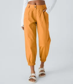Joggers|Joggers<HALARA Mid Rise Button Zipper Side Pocket Casual Cotton Joggers
