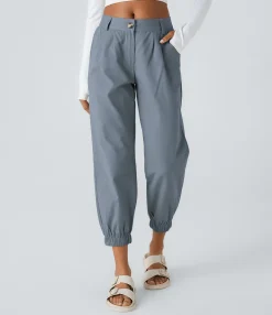 Joggers|Joggers<HALARA Mid Rise Button Zipper Side Pocket Casual Cotton Joggers
