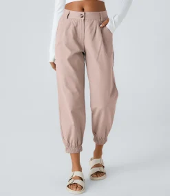 Joggers|Joggers<HALARA Mid Rise Button Zipper Side Pocket Casual Cotton Joggers