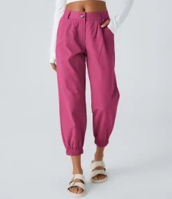 Joggers|Joggers<HALARA Mid Rise Button Zipper Side Pocket Casual Cotton Joggers