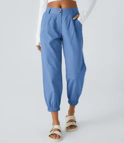 Joggers|Joggers<HALARA Mid Rise Button Zipper Side Pocket Casual Cotton Joggers