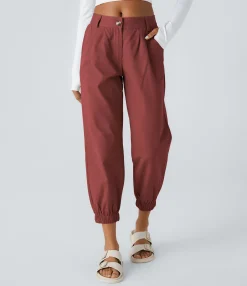 Joggers|Joggers<HALARA Mid Rise Button Zipper Side Pocket Casual Cotton Joggers