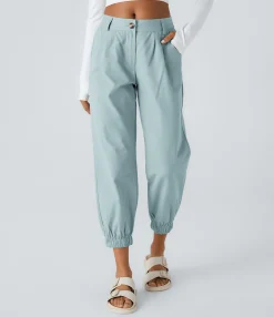Joggers|Joggers<HALARA Mid Rise Button Zipper Side Pocket Casual Cotton Joggers