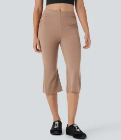 Flare Pants|Work Pants<HALARA Mid Rise Capri Flare Work Pants