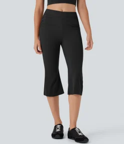 Flare Pants|Work Pants<HALARA Mid Rise Capri Flare Work Pants