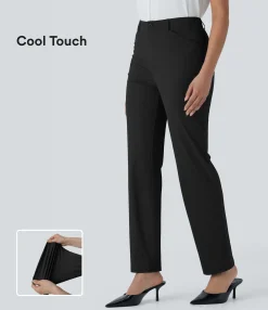 Work Pants|Pants<HALARA Mid Rise Cool Touch Work Pants with Pockets