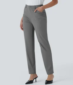 Work Pants|Pants<HALARA Mid Rise Cool Touch Work Pants with Pockets