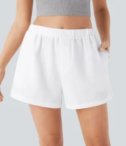 Shorts<HALARA Mid Rise Decorative Pocket Lounge Shorts
