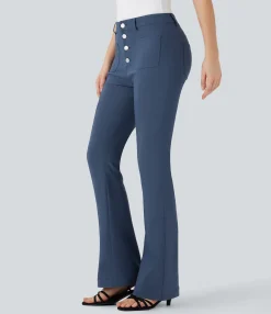 Work Pants|Pants<HALARA Mid Rise Denim Like Work Pants with Pockets
