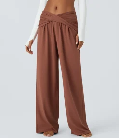 Pants|Wide-Leg Pants<HALARA Mid Rise Draped Wide Leg Casual Pants