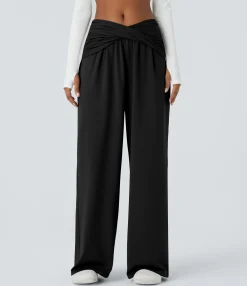 Pants|Wide-Leg Pants<HALARA Mid Rise Draped Wide Leg Casual Pants