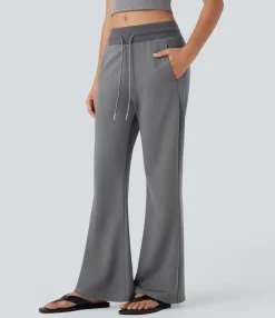 Pants<HALARA Mid Rise Drawstring Casual Bootcut Pants with Pockets