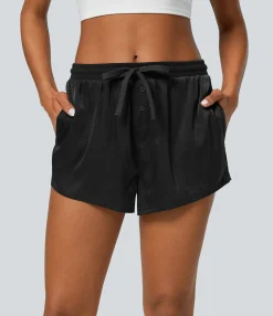 Active Shorts|Shorts<HALARA Mid Rise Drawstring Decorative Pocket Yoga Shorts