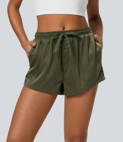 Active Shorts|Shorts<HALARA Mid Rise Drawstring Decorative Pocket Yoga Shorts